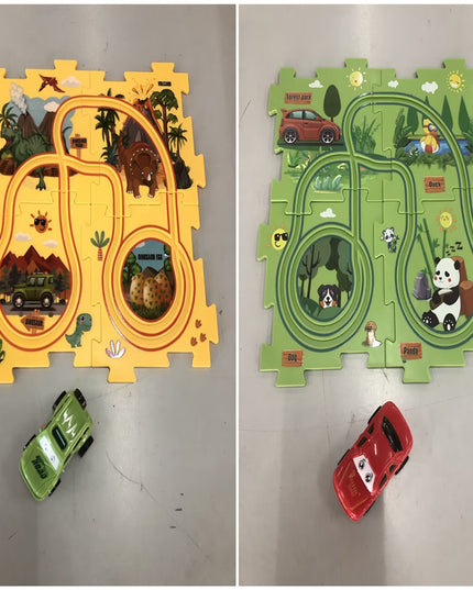 Kinder Puzzle Elektrische Eisenbahn Speeder DIY Montage Elektrische Auto Automatische Schiene Stadt Szene Bau Bildung Spielzeug Geschenk - ellashop.store