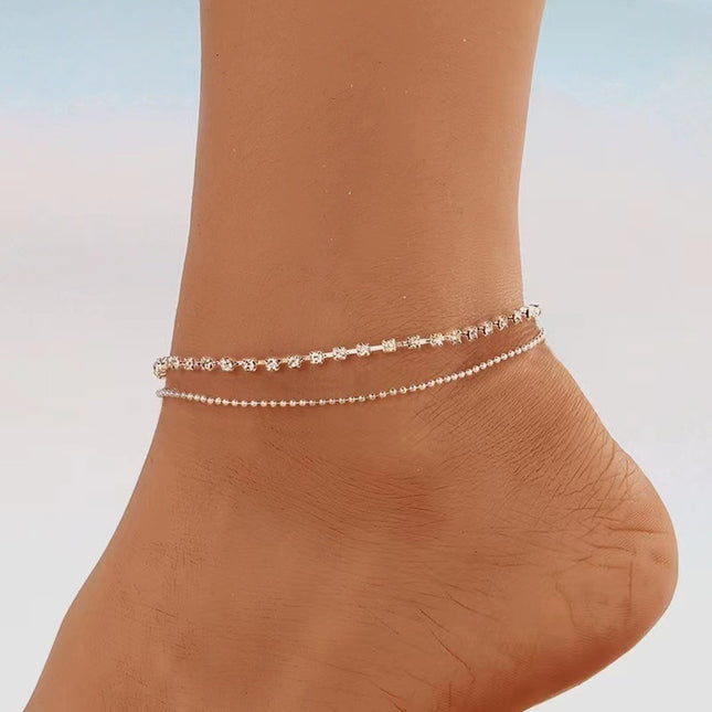 Einfache Strass Cup Chain Handanklet Persönlichkeit Mehrschichtige Perlenkette - ellashop.store