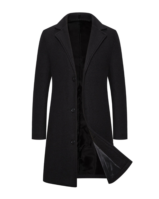 Men's Woolen Coat Slim-fit Mid-length Trench Coat - ellashop.store