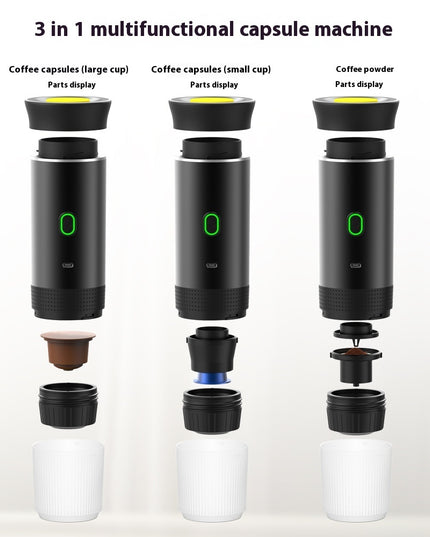 Elektrische Kaffeemühle für unterwegs, handlich, 3-in-1-Espresso, tragbarer Kaffee, Espressomaschine, Café, tragbare Kapsel-Kaffeemaschine, Küchenhelfer - ellashop.store