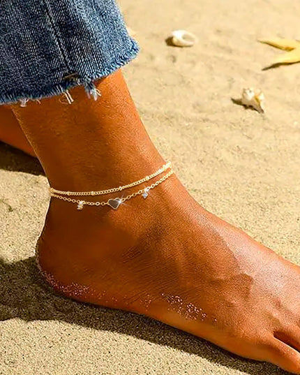 Mode Herz-förmigen Zirkon Fußkettchen frauen Wasserdicht Einfache Herz-förmigen - ellashop.store