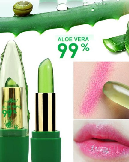 Aloe Vera Gel Farbwechsel Lippenstift Glanz Feuchtigkeitscreme Anti-Trocknung Entsalzung Feinkörniger Lippenbalsam Pflege - ellashop.store