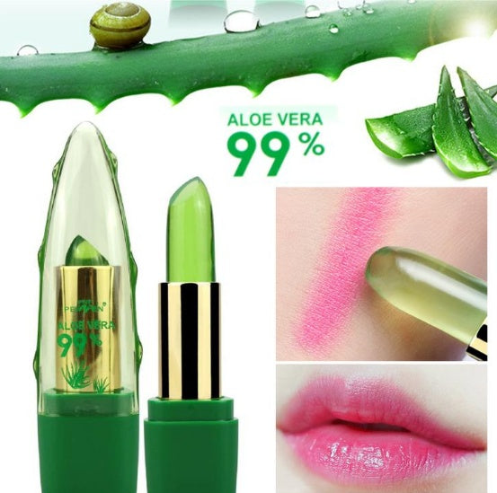 Aloe Vera Gel Farbwechsel Lippenstift Glanz Feuchtigkeitscreme Anti-Trocknung Entsalzung Feinkörniger Lippenbalsam Pflege - ellashop.store