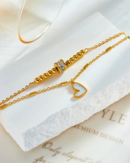 Modeschmuck Boho Classic Love Heart Knöchelkette Doppellagiges Kettenarmband Fußkettchen Charm Quaste Beinkette an Fußkette Frauen Party Schmuck Accessoires - ellashop.store