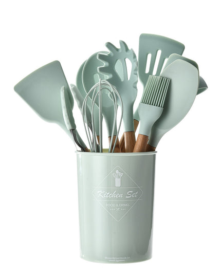 Küchengeschirr aus Silikon mit Holzgriff - ellashop.store