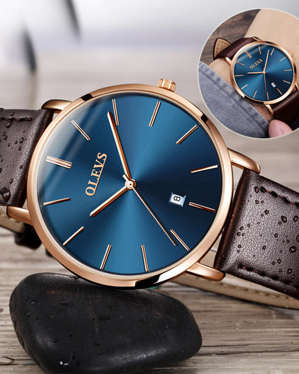 Mode Casual Uhr Männer Luxus Marke Herren Uhren Leder Sport Wasserdicht Auto Datum Quarz Armbanduhr - ellashop.store