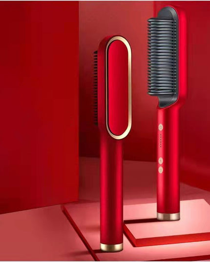 Neu 2 In 1 Haarglätter Heißer Kamm Negative Ionen Curling Tong Dual-zweck Elektrische Haar - ellashop.store