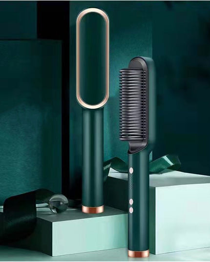 Neu 2 In 1 Haarglätter Heißer Kamm Negative Ionen Curling Tong Dual-zweck Elektrische Haar - ellashop.store