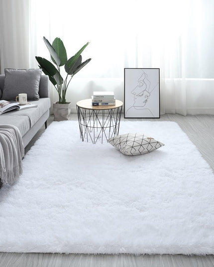 Nordischer flauschiger Teppich für Schlafzimmer/Wohnzimmer, rechteckig, groß, aus Plüsch, rutschfest, weicher Teppich, Weiß/Rot, 13 Farben - ellashop.store