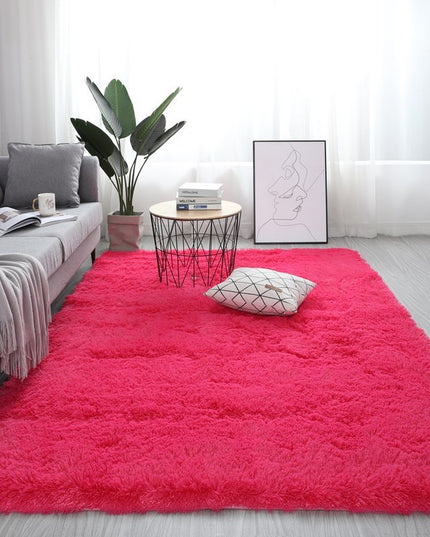 Nordischer flauschiger Teppich für Schlafzimmer/Wohnzimmer, rechteckig, groß, aus Plüsch, rutschfest, weicher Teppich, Weiß/Rot, 13 Farben - ellashop.store