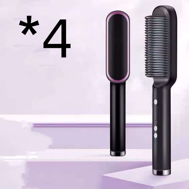 Neu 2 In 1 Haarglätter Heißer Kamm Negative Ionen Curling Tong Dual-zweck Elektrische Haar - ellashop.store