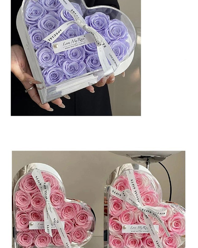 Herzförmige Rosenblumenbox aus Acrylkristall mit 33 Löchern - ellashop.store