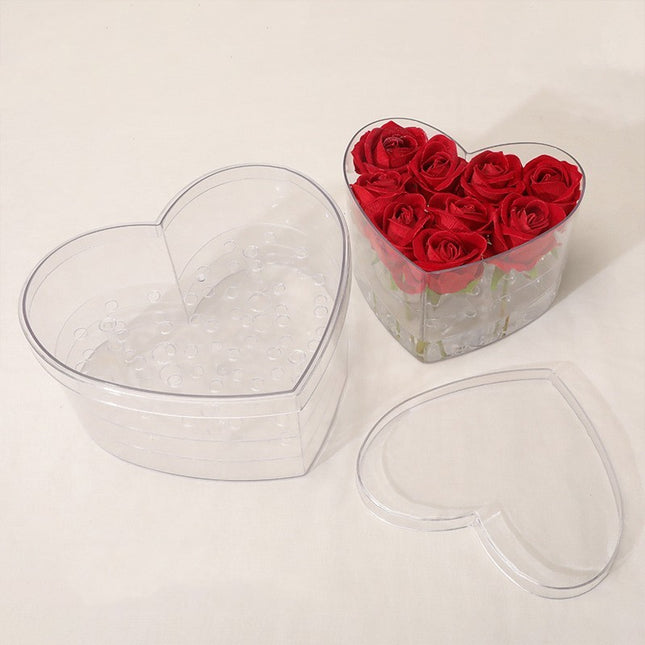 Herzförmige Rosenblumenbox aus Acrylkristall mit 33 Löchern - ellashop.store