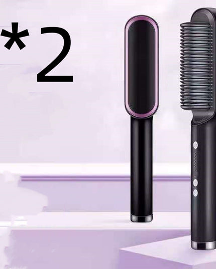 Neu 2 In 1 Haarglätter Heißer Kamm Negative Ionen Curling Tong Dual-zweck Elektrische Haar - ellashop.store