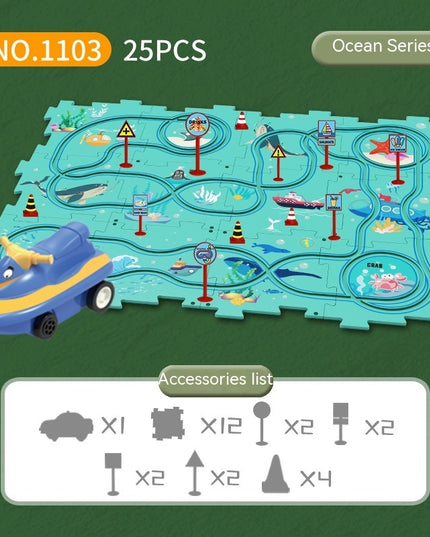Kinder Puzzle Elektrische Eisenbahn Speeder DIY Montage Elektrische Auto Automatische Schiene Stadt Szene Bau Bildung Spielzeug Geschenk - ellashop.store
