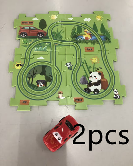 Kinder Puzzle Elektrische Eisenbahn Speeder DIY Montage Elektrische Auto Automatische Schiene Stadt Szene Bau Bildung Spielzeug Geschenk - ellashop.store