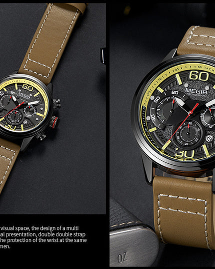 Multifunktionale Sport-Militäruhr, Chronograph, Kalender, Quarzuhr - ellashop.store
