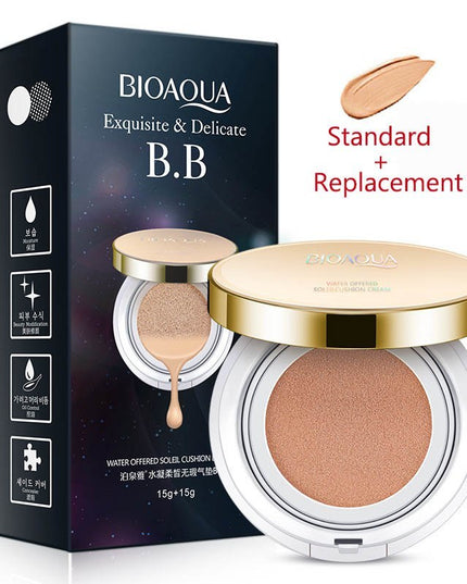 Bioaqua Air Cushion BB Cream 3-Farben-Concealer Feuchtigkeitsspendende Grundierung Whitening Makelloses Make-up für das Gesicht Beauty Make-up - ellashop.store