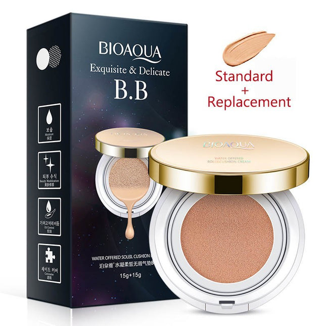 Bioaqua Air Cushion BB Cream 3-Farben-Concealer Feuchtigkeitsspendende Grundierung Whitening Makelloses Make-up für das Gesicht Beauty Make-up - ellashop.store