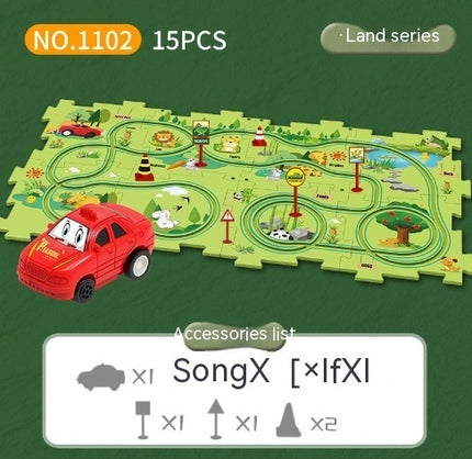 Kinder Puzzle Elektrische Eisenbahn Speeder DIY Montage Elektrische Auto Automatische Schiene Stadt Szene Bau Bildung Spielzeug Geschenk - ellashop.store