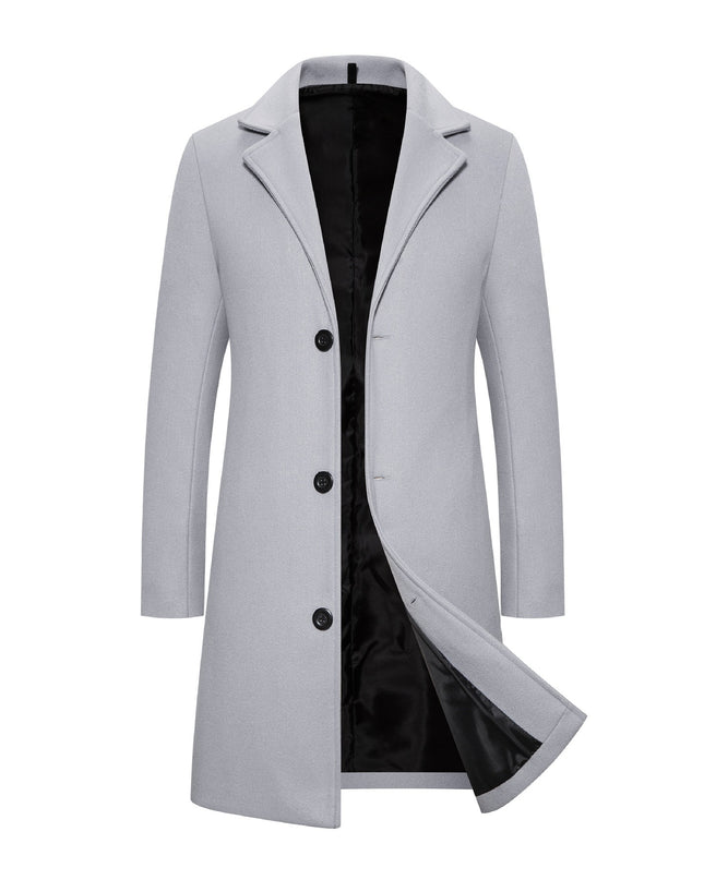 Men's Woolen Coat Slim-fit Mid-length Trench Coat - ellashop.store