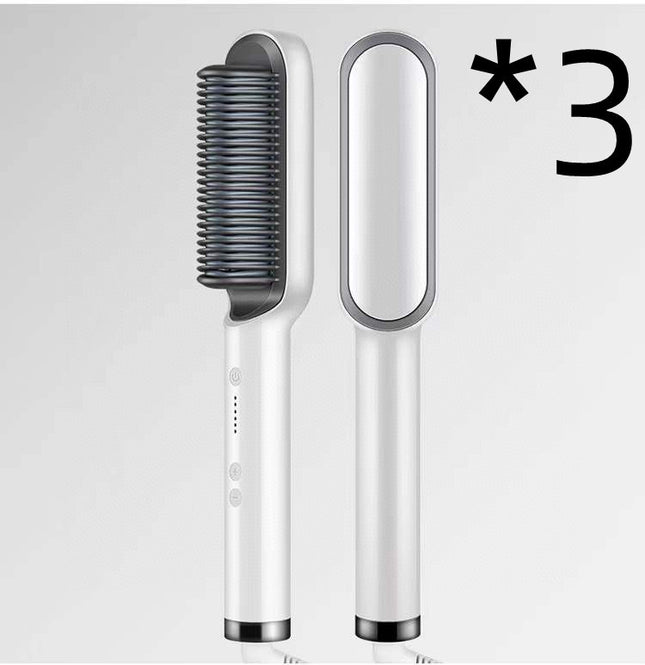 Neu 2 In 1 Haarglätter Heißer Kamm Negative Ionen Curling Tong Dual-zweck Elektrische Haar - ellashop.store