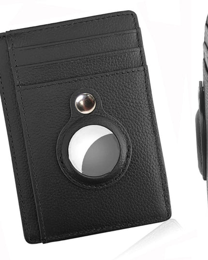 AirTag Wallet Anti Theft Bullet Card Bag Multi-functional Rfid Card Holder Men's Leather Slim Wallets For Airtag Air Tag - ellashop.store