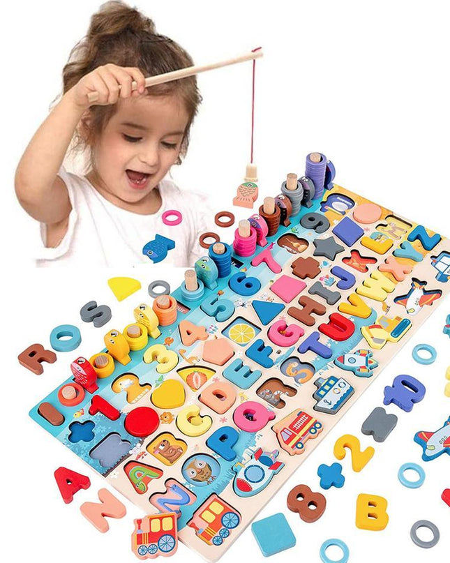 Montessori Pädagogisches Holzspielzeug für Kinder Montessori Spielzeug Brettspiel Mathematik Angeln Montessori Spielzeug Pädagogisches für 1 2 3 Jahre alt - ellashop.store