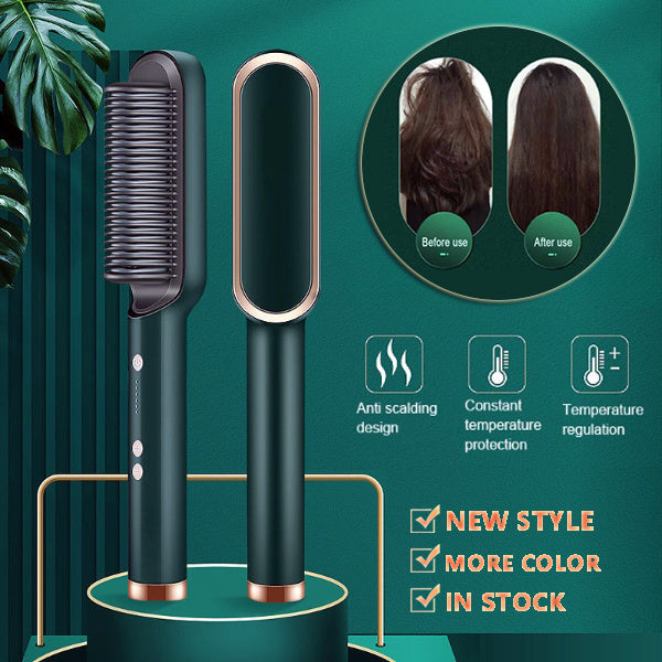 Neu 2 In 1 Haarglätter Heißer Kamm Negative Ionen Curling Tong Dual-zweck Elektrische Haar - ellashop.store
