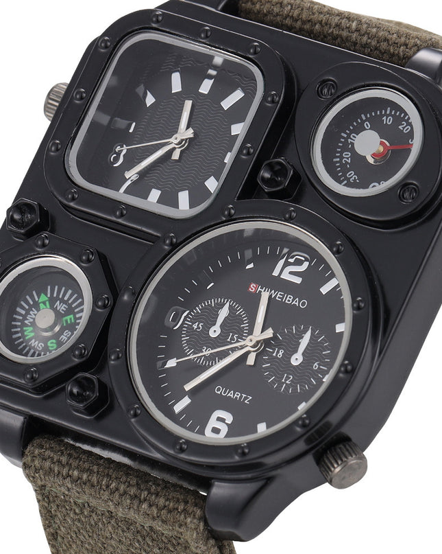 Militäruhr für Herren, mehrere Zeitzonen, personalisiertes Zifferblatt - ellashop.store