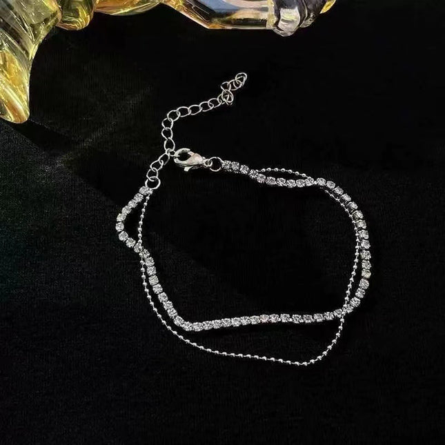 Einfache Strass Cup Chain Handanklet Persönlichkeit Mehrschichtige Perlenkette - ellashop.store