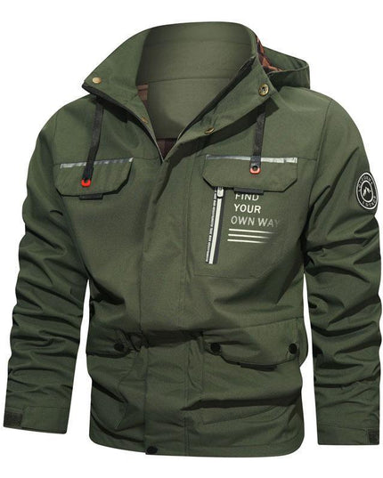 Herren Outdoor Casual Shell Jacke Sport Kapuzen Fleece Jacke Mantel - ellashop.store