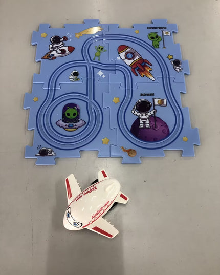 Kinder Puzzle Elektrische Eisenbahn Speeder DIY Montage Elektrische Auto Automatische Schiene Stadt Szene Bau Bildung Spielzeug Geschenk - ellashop.store