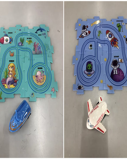 Kinder Puzzle Elektrische Eisenbahn Speeder DIY Montage Elektrische Auto Automatische Schiene Stadt Szene Bau Bildung Spielzeug Geschenk - ellashop.store