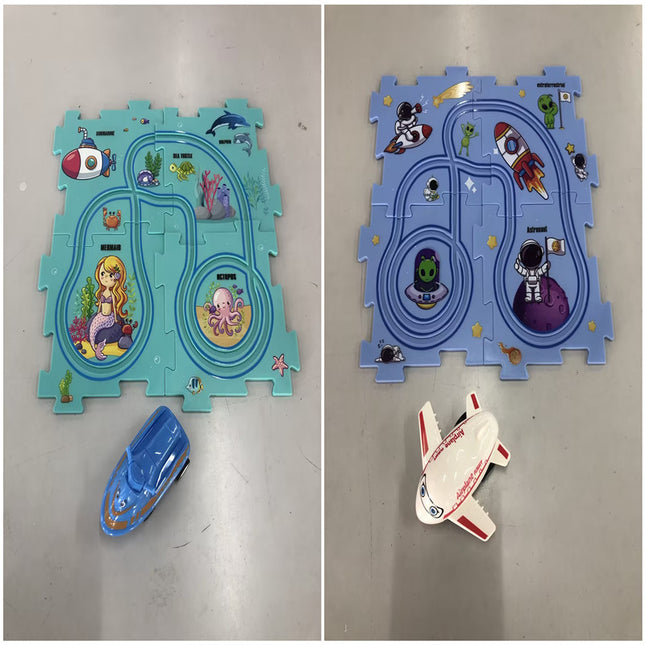 Kinder Puzzle Elektrische Eisenbahn Speeder DIY Montage Elektrische Auto Automatische Schiene Stadt Szene Bau Bildung Spielzeug Geschenk - ellashop.store