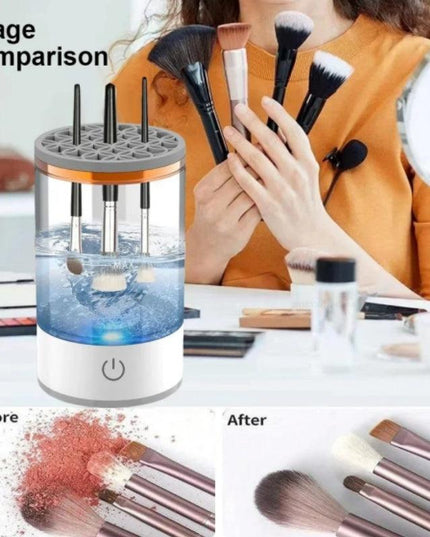 Make-up-Pinsel-Reiniger, automatischer rotierender Make-up-Pinsel-Reiniger, tragbarer elektrischer Kosmetik-Make-up-Pinsel-Rotationswaschmaschine - ellashop.store