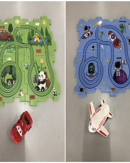 Kinder Puzzle Elektrische Eisenbahn Speeder DIY Montage Elektrische Auto Automatische Schiene Stadt Szene Bau Bildung Spielzeug Geschenk - ellashop.store