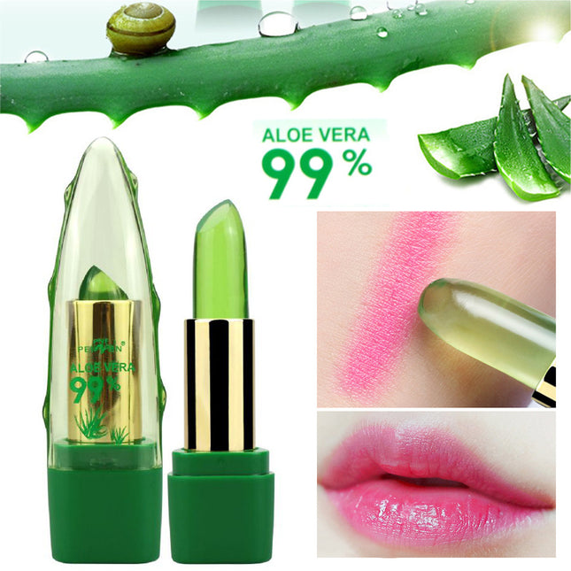 Aloe Vera Gel Farbwechsel Lippenstift Glanz Feuchtigkeitscreme Anti-Trocknung Entsalzung Feinkörniger Lippenbalsam Pflege - ellashop.store