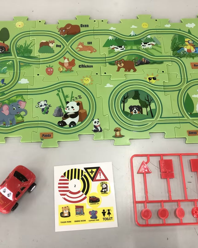 Kinder Puzzle Elektrische Eisenbahn Speeder DIY Montage Elektrische Auto Automatische Schiene Stadt Szene Bau Bildung Spielzeug Geschenk - ellashop.store