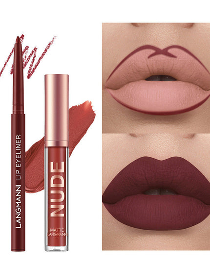Lipliner und Lippenstift-Make-up, 12-teiliges Set, 6 matte Lippenstifte, 6 Lipliner-Stifte, wasserfest, langanhaltend, matter Lippenstift, Schönheitskosmetik, Make-up, Geschenk für Mädchen, Lippenstift-Set - ellashop.store