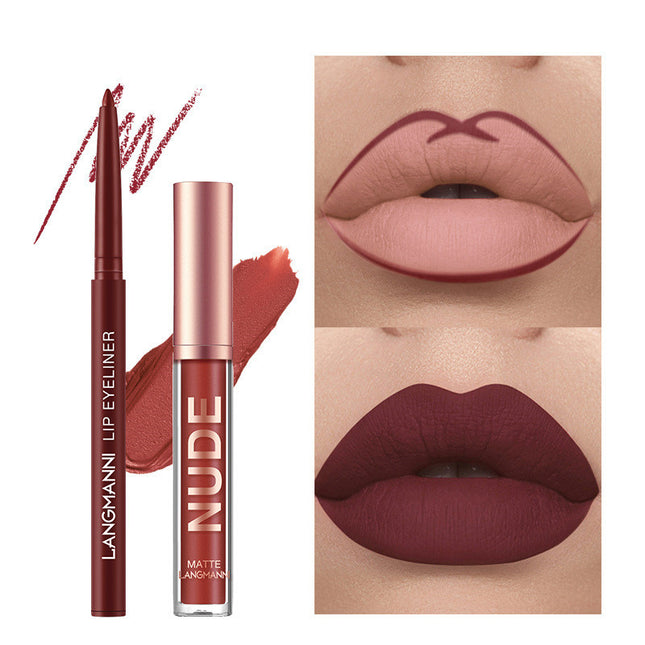 Lipliner und Lippenstift-Make-up, 12-teiliges Set, 6 matte Lippenstifte, 6 Lipliner-Stifte, wasserfest, langanhaltend, matter Lippenstift, Schönheitskosmetik, Make-up, Geschenk für Mädchen, Lippenstift-Set - ellashop.store