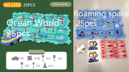 Kinder Puzzle Elektrische Eisenbahn Speeder DIY Montage Elektrische Auto Automatische Schiene Stadt Szene Bau Bildung Spielzeug Geschenk - ellashop.store