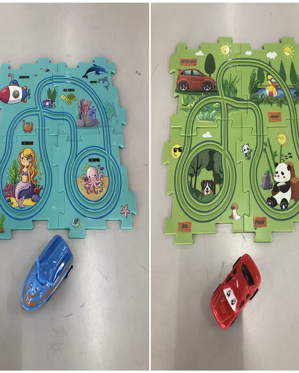 Kinder Puzzle Elektrische Eisenbahn Speeder DIY Montage Elektrische Auto Automatische Schiene Stadt Szene Bau Bildung Spielzeug Geschenk - ellashop.store