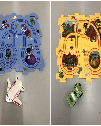 Kinder Puzzle Elektrische Eisenbahn Speeder DIY Montage Elektrische Auto Automatische Schiene Stadt Szene Bau Bildung Spielzeug Geschenk - ellashop.store