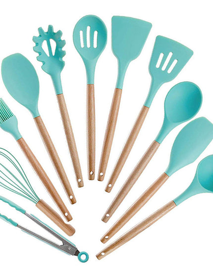 Küchengeschirr aus Silikon mit Holzgriff - ellashop.store