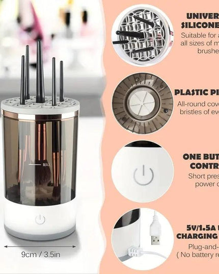 Make-up-Pinsel-Reiniger, automatischer rotierender Make-up-Pinsel-Reiniger, tragbarer elektrischer Kosmetik-Make-up-Pinsel-Rotationswaschmaschine - ellashop.store
