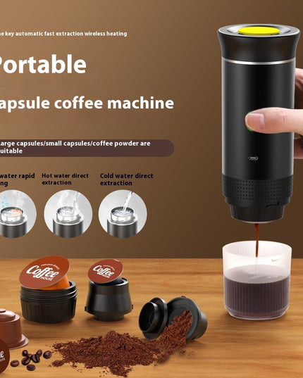 Elektrische Kaffeemühle für unterwegs, handlich, 3-in-1-Espresso, tragbarer Kaffee, Espressomaschine, Café, tragbare Kapsel-Kaffeemaschine, Küchenhelfer - ellashop.store