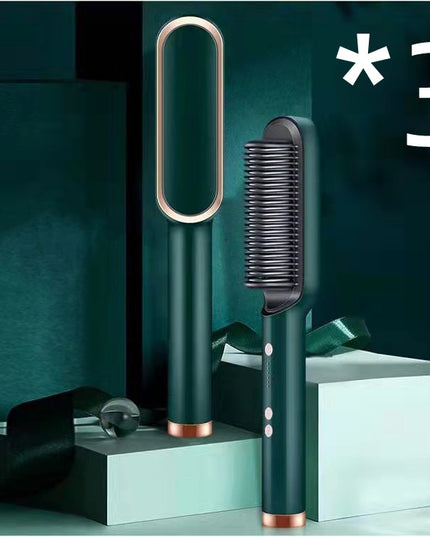 Neu 2 In 1 Haarglätter Heißer Kamm Negative Ionen Curling Tong Dual-zweck Elektrische Haar - ellashop.store