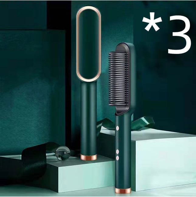 Neu 2 In 1 Haarglätter Heißer Kamm Negative Ionen Curling Tong Dual-zweck Elektrische Haar - ellashop.store