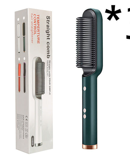 Neu 2 In 1 Haarglätter Heißer Kamm Negative Ionen Curling Tong Dual-zweck Elektrische Haar - ellashop.store